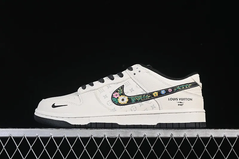 All categories Nk SB Dunk Series Nk SB Dunk Low High-end customized low-top sneakers Nike SB Dunk Low Hand-embroidered off-white black LV print High-end customized low-top casual sneakers DS6608-017